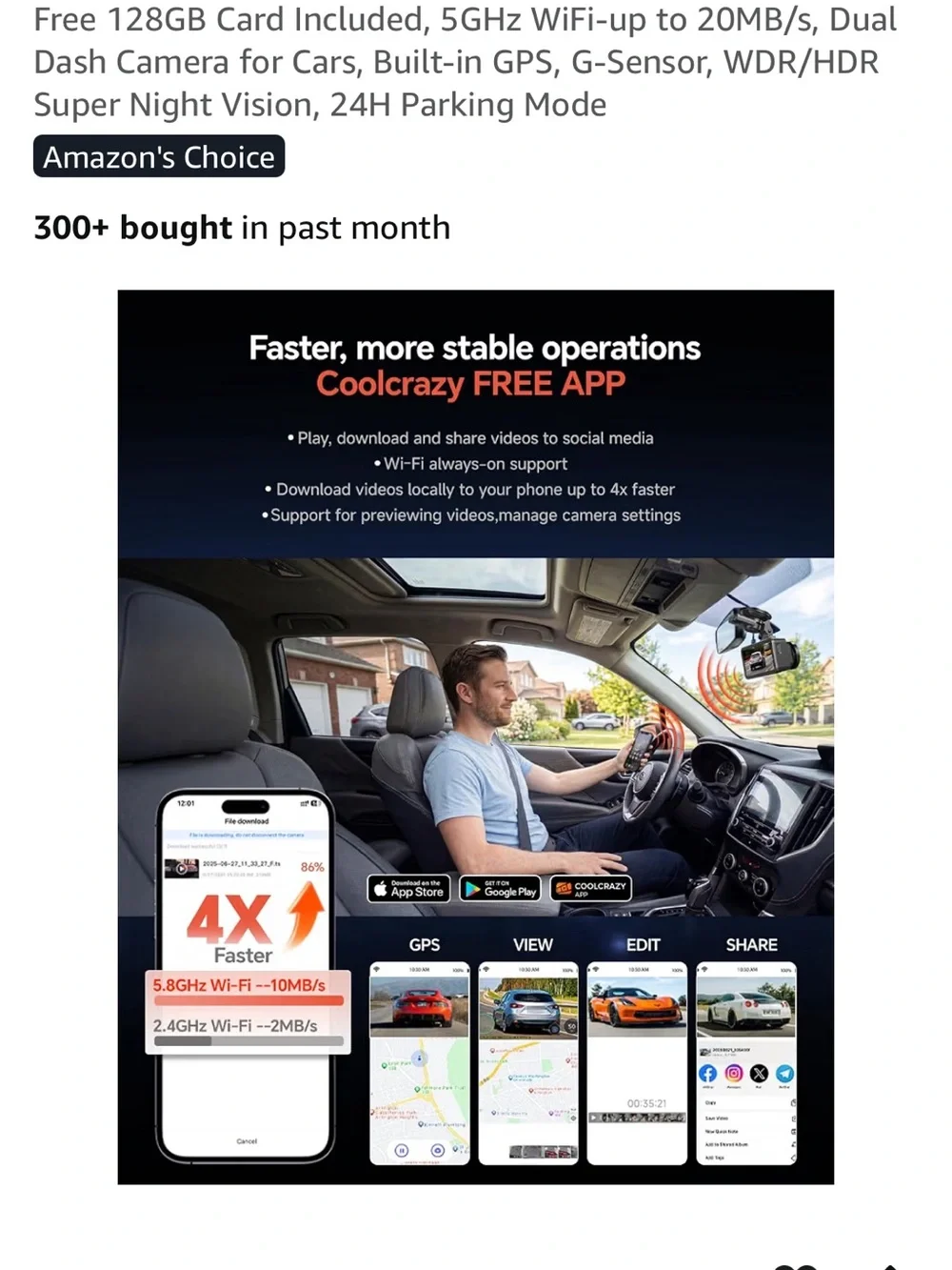 Brand new coolcrazy 4K Dash Cam Dual Lens Car recorder